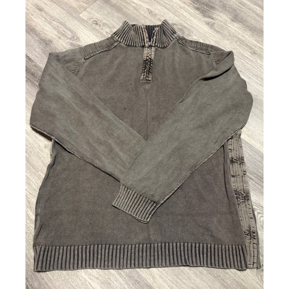 Retrofit Men's Gray Ribbed‎ Quarter Zip Sweater Pullover Size XL